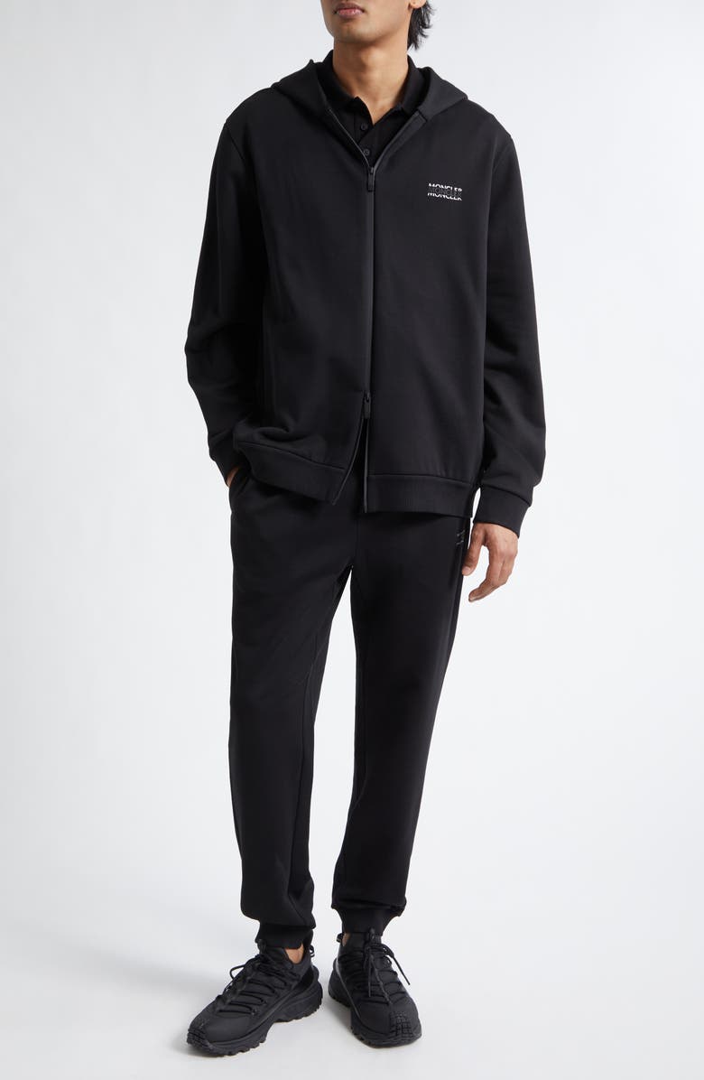 Moncler Cotton Zip Hoodie, Alternate, color, Black