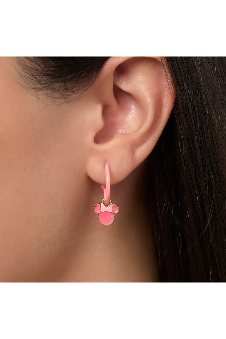 Minnie Mouse Pink Bow Charm Hoop Earring Set, 3 Charms and 1 Hoop, Alternate, color, Pink