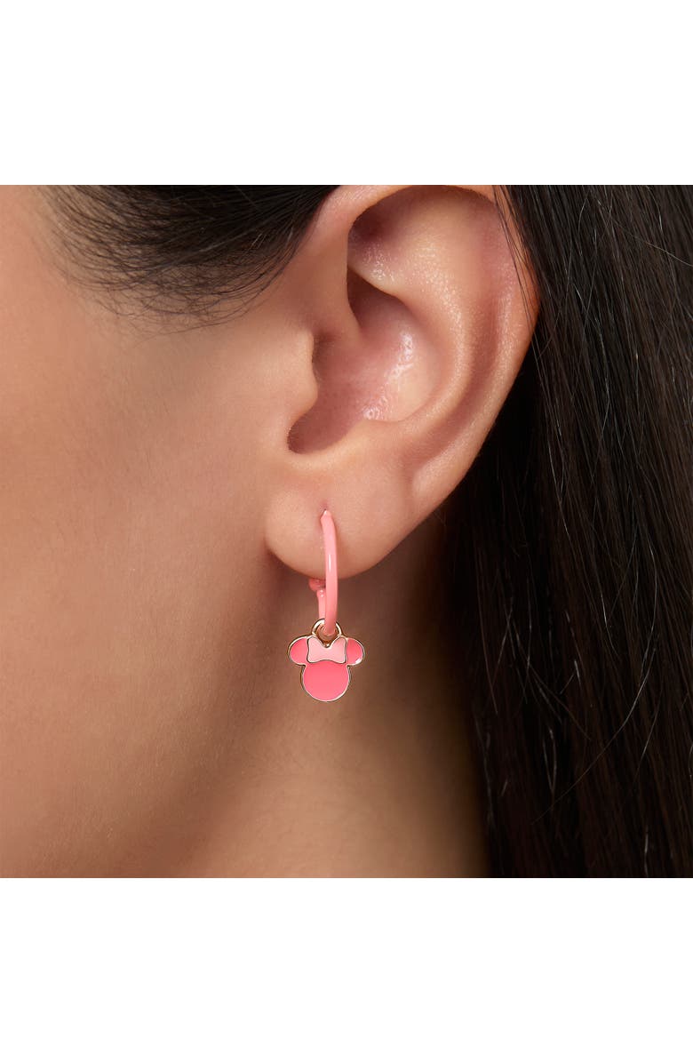 Disney Minnie Mouse Pink Bow Charm Hoop Earring Set, 3 Charms and 1 Hoop, Alternate, color, Pink