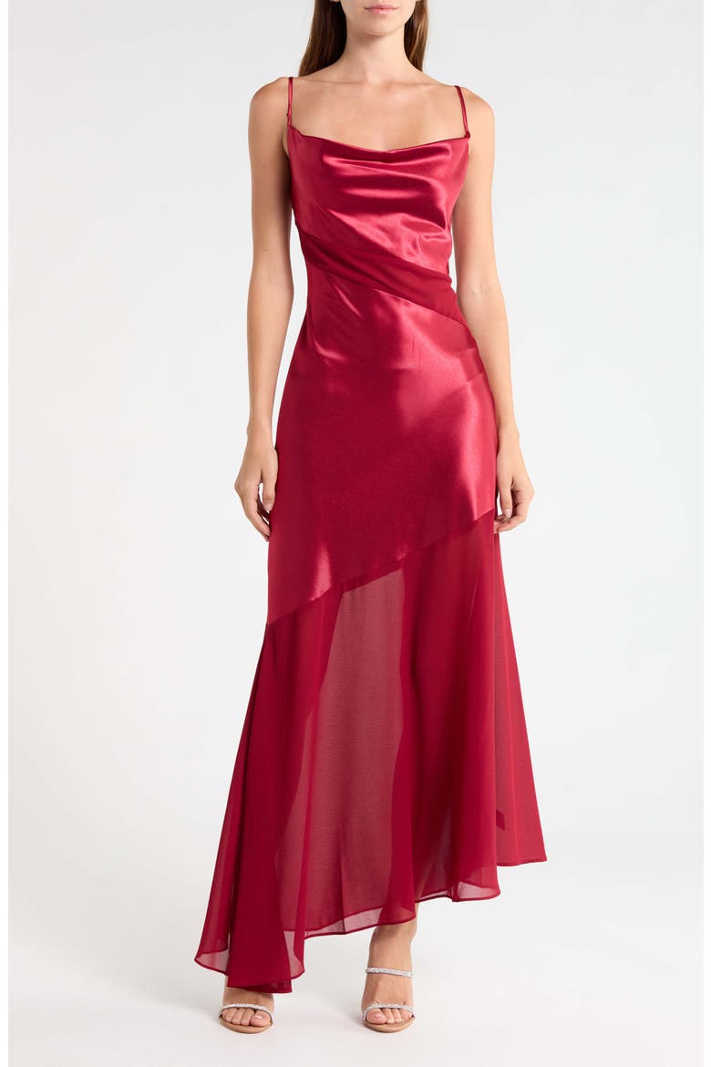 Lainey Asymmetric Midi Dress, Main, color, WINE RED