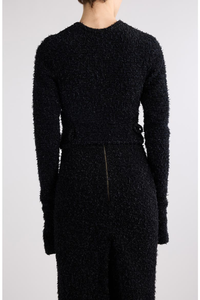 Shimmer Tweed Crop Cardigan, Alternate, color, BLACK