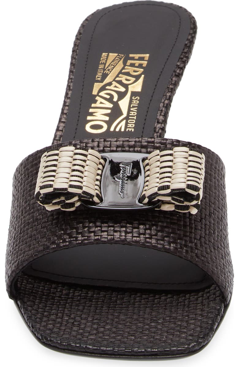 FERRAGAMO Vara Woven Bow Kitten Heel Slide Sandal, Alternate, color,