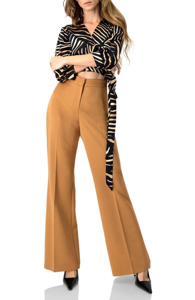 IVONNE Semi Flare Trousers, Alternate, color, Camel