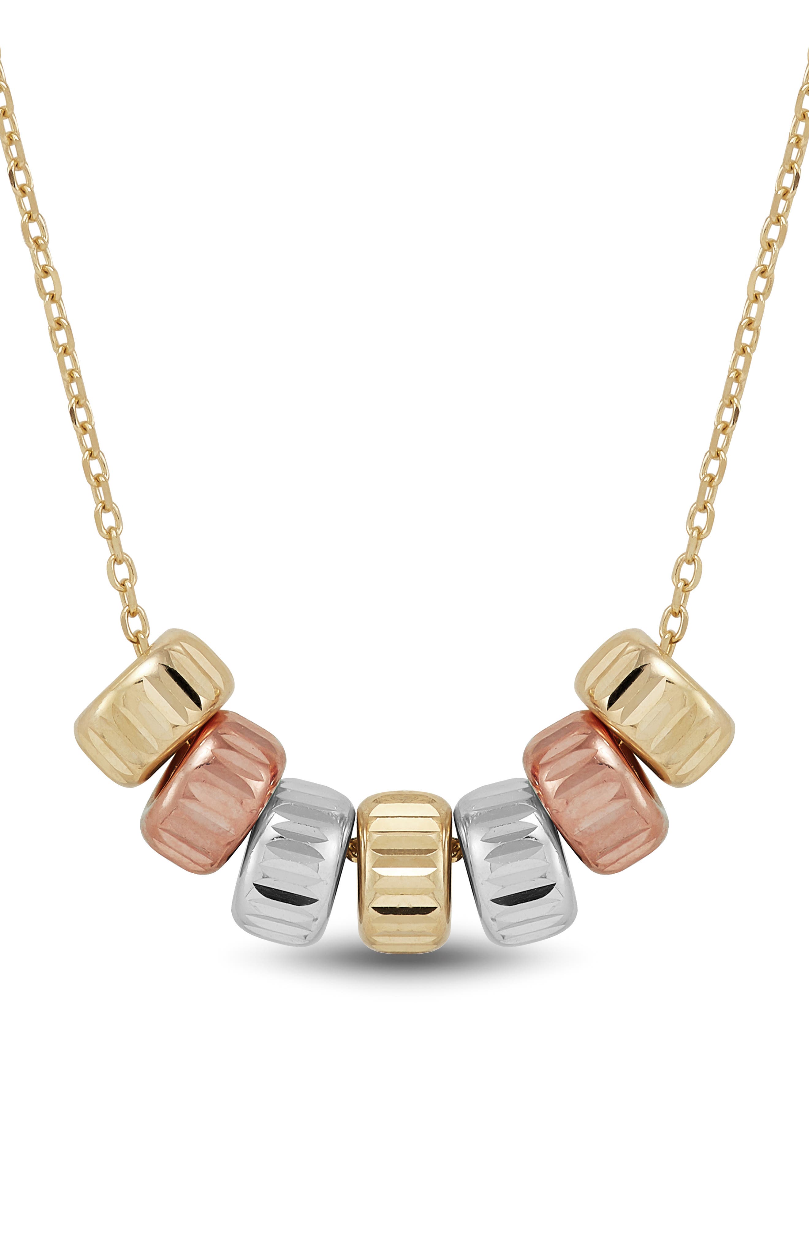 Frankie & Zoe Tri-Tone Rondelle Necklace