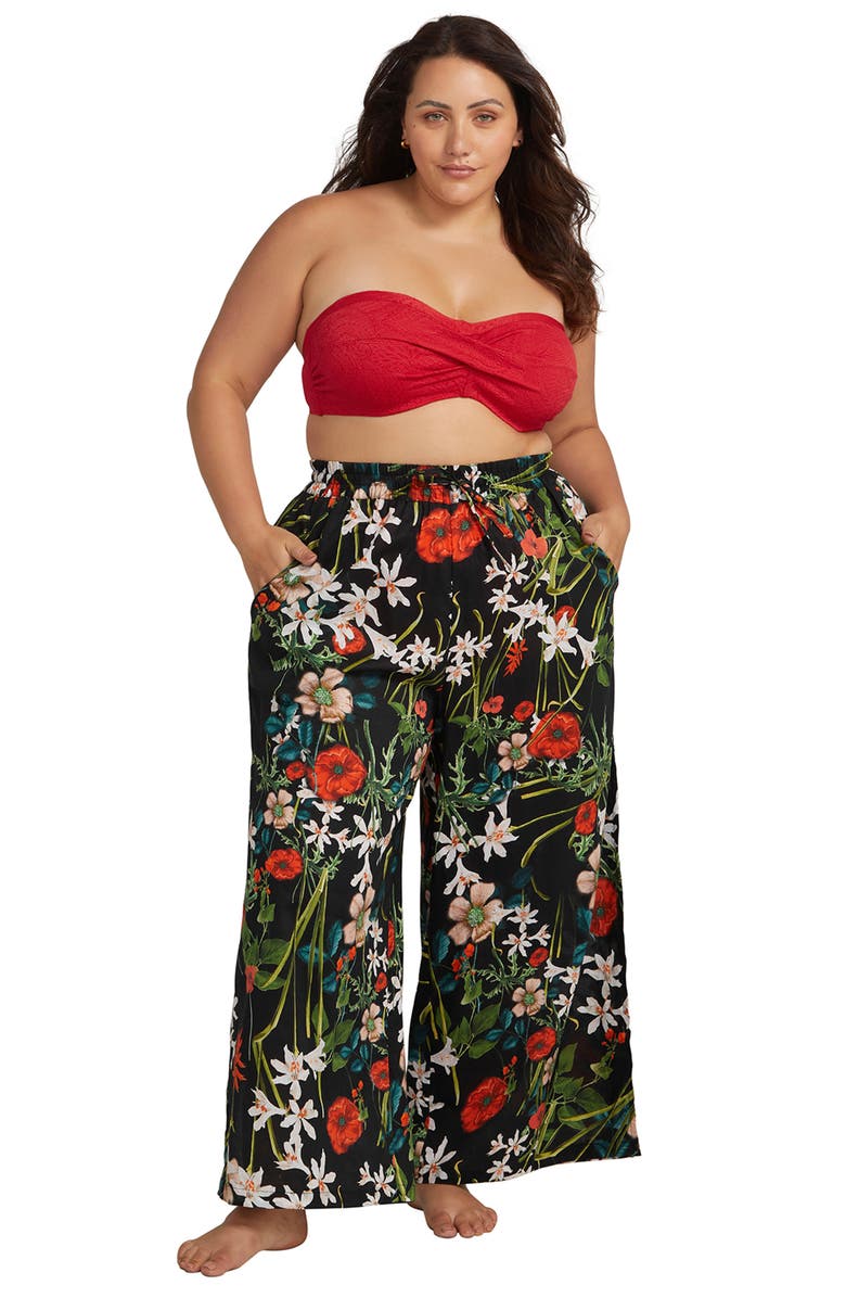 Artesands Grainger Floral Cover-Up Pants, Alternate, color, Black