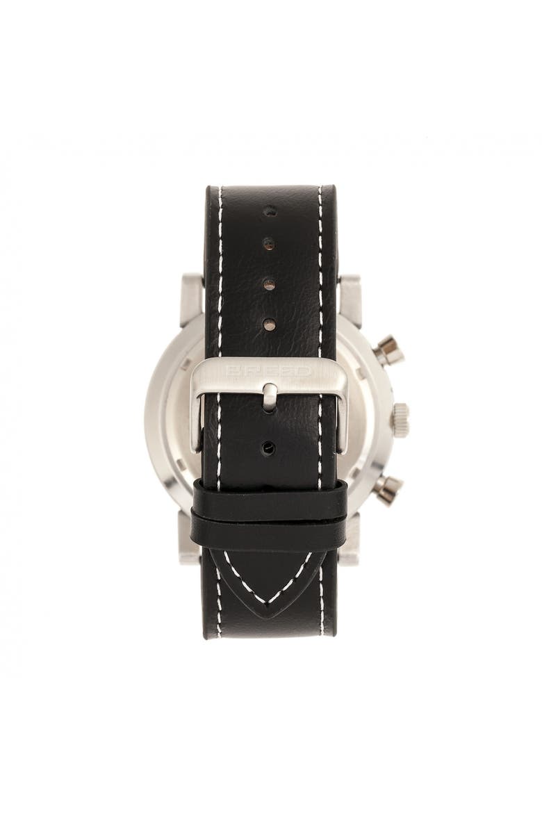 Ryker Chronograph Leather-Band Watch w/Date, Alternate, color, Black