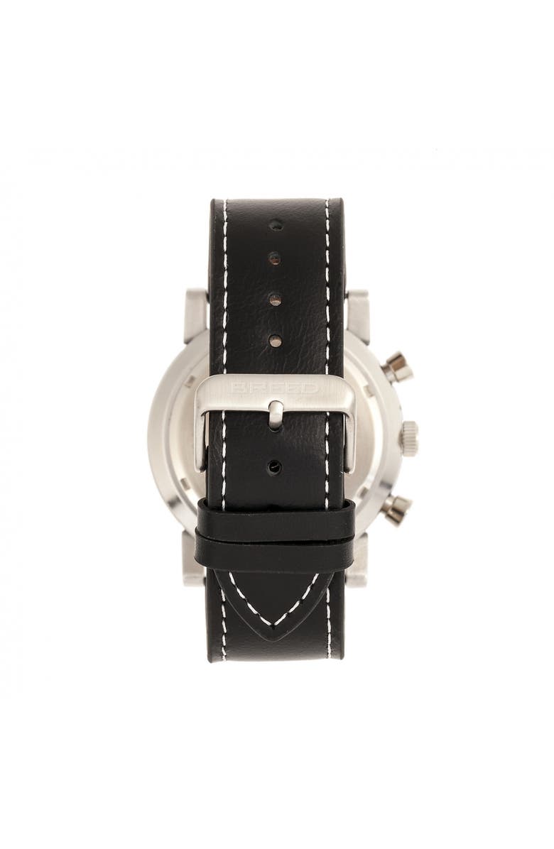 BREED Ryker Chronograph Leather-Band Watch w/Date, Alternate, color, Black