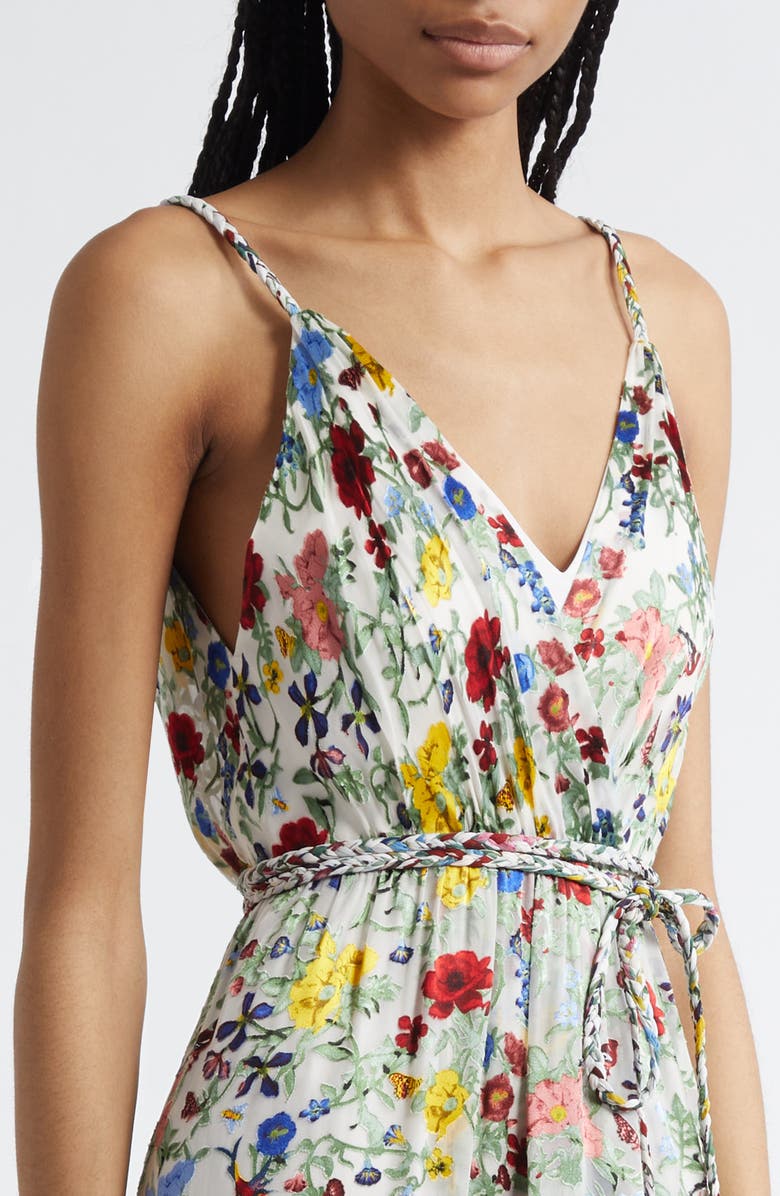 Alice + Olivia Tara Floral Ruffle Detail High-Low Dress, Alternate, color, Dollhouse