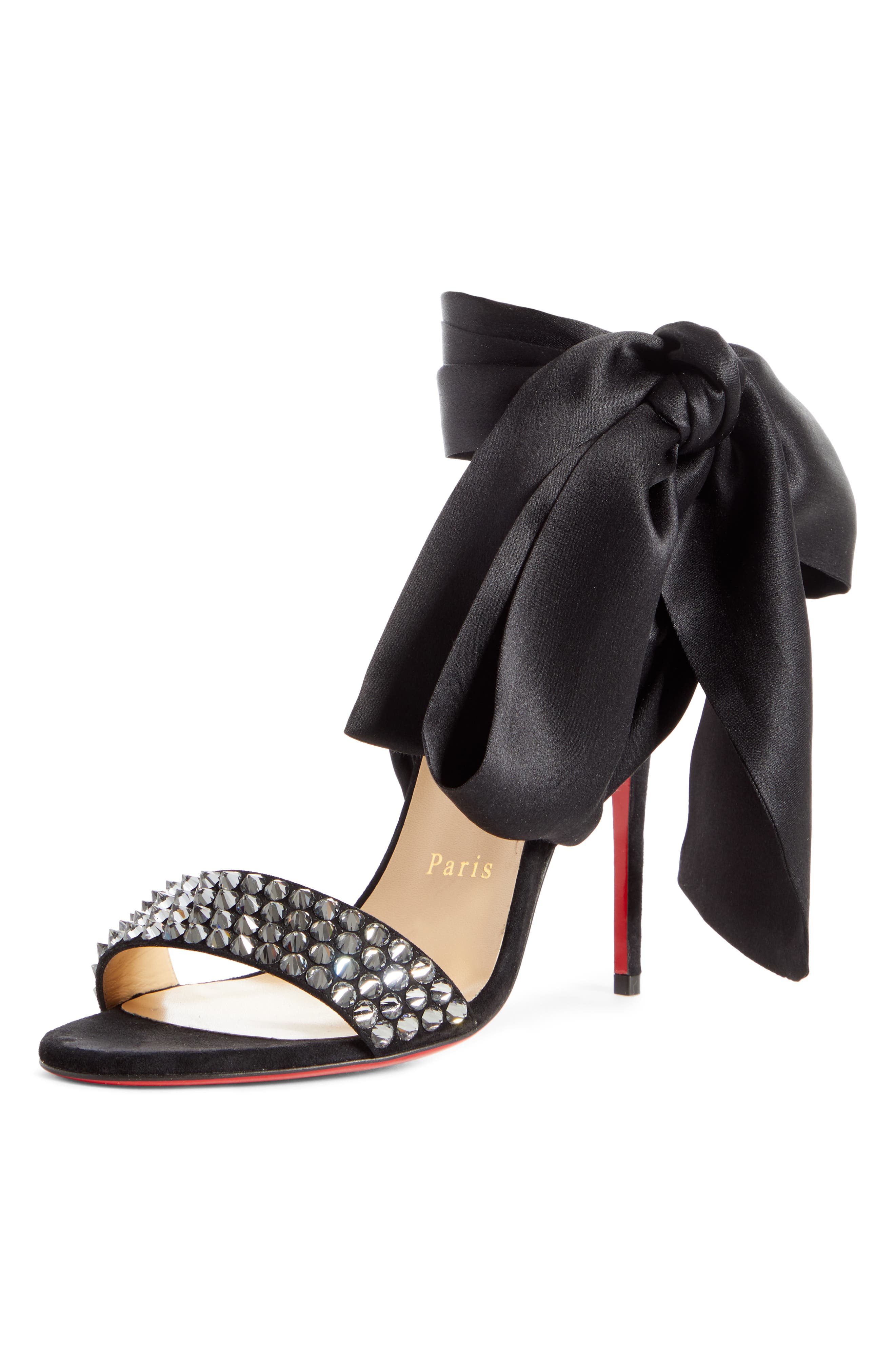 Christian Louboutin Krystal du Desert Spike Ankle Wrap Sandal, Main, color, 