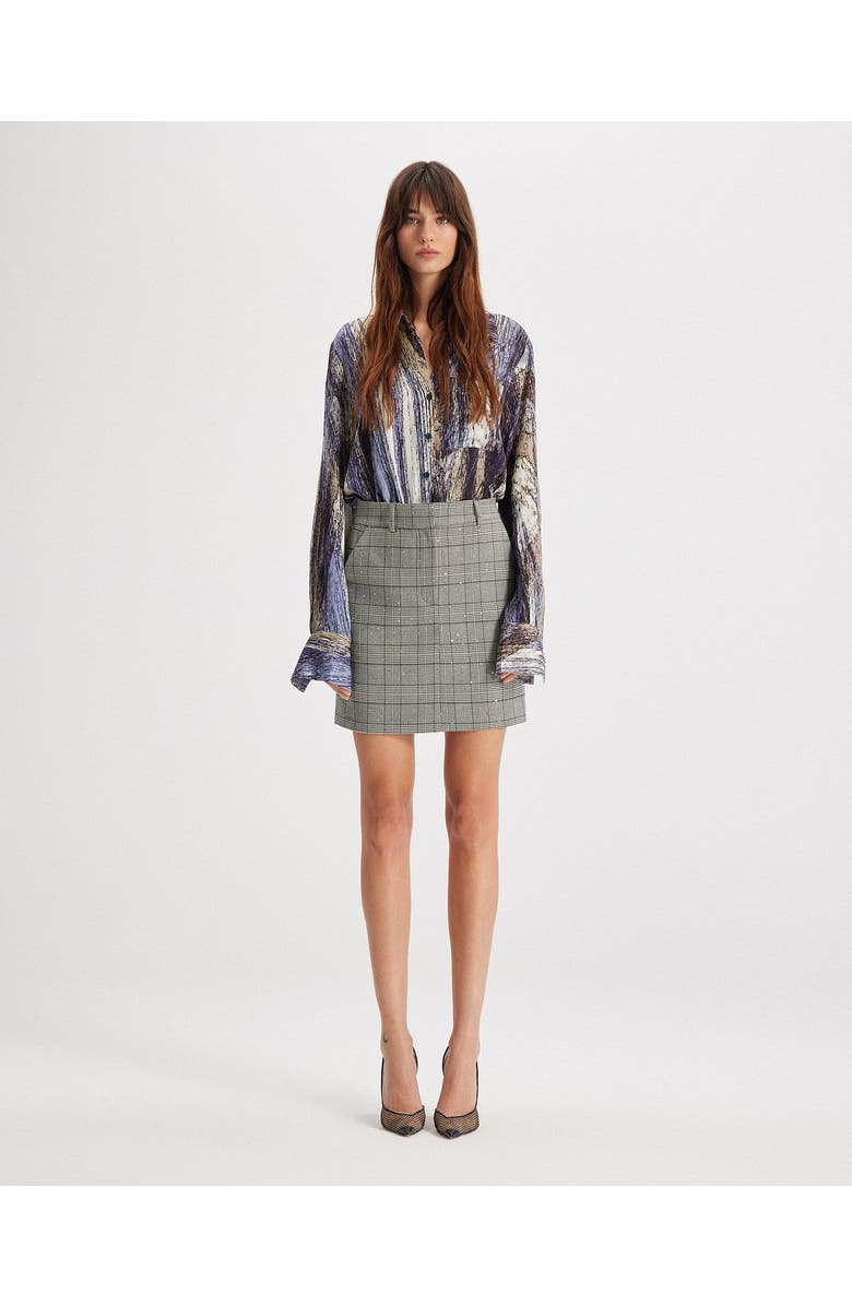 THEO The Label Danae Leopard Print Henley Shirt, Alternate, color, Black