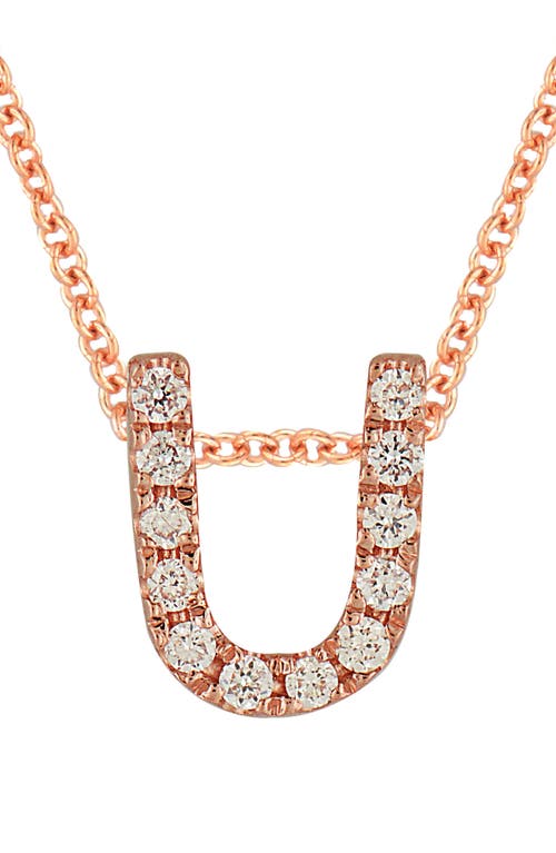 Bony Levy Diamond Pavé Initial Pendant Necklace In 18k Rose Gold - U