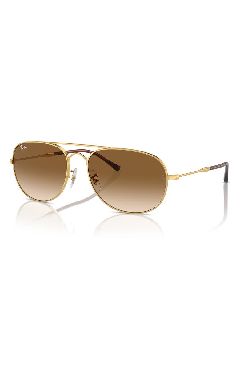 Ray-Ban Bain Bridge 60mm Gradient Pillow Aviator Sunglasses, Alternate, color, Gold Flash