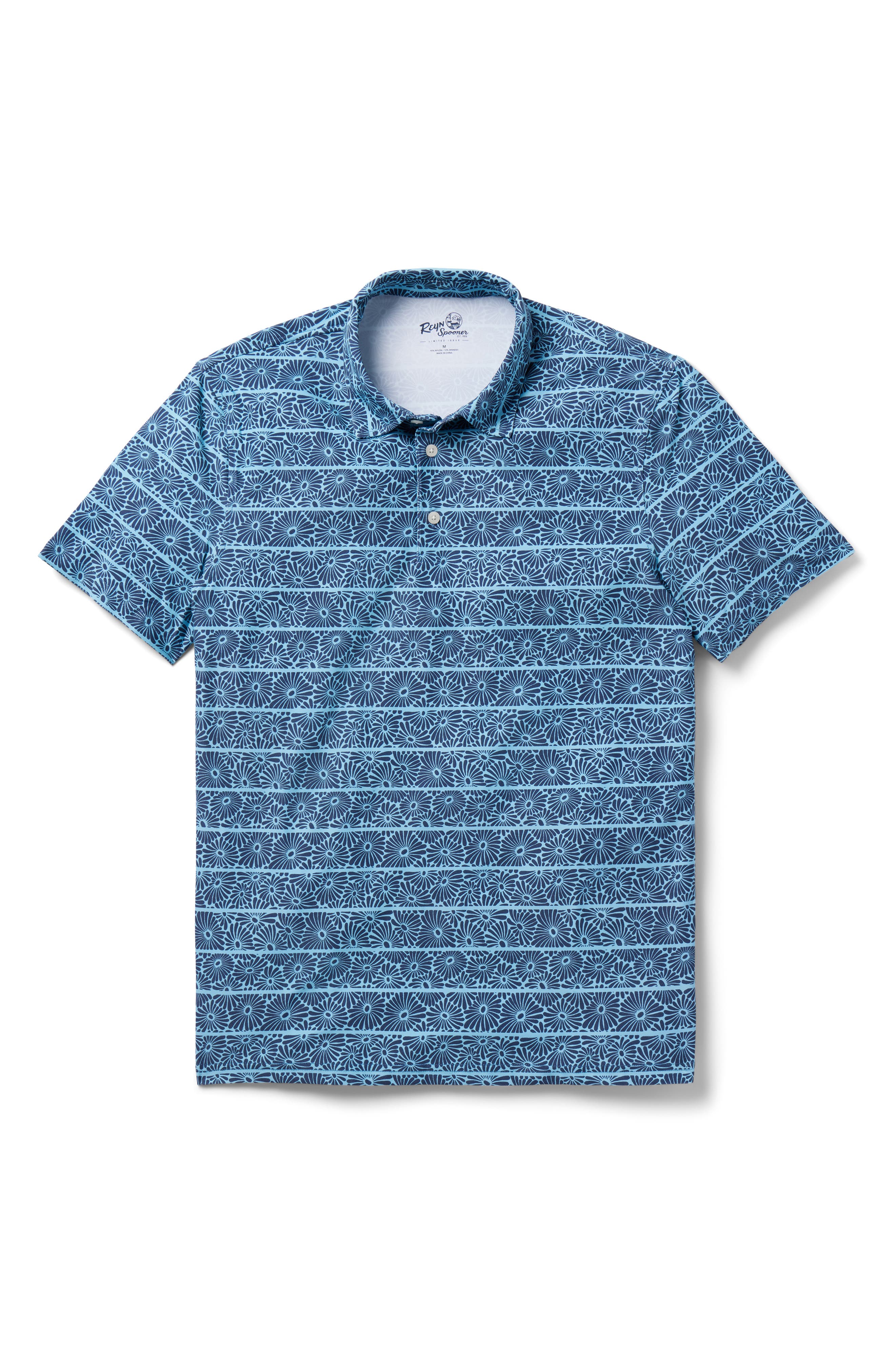 Reyn Spooner Halu'a Pua Floral Stripe Performance Polo