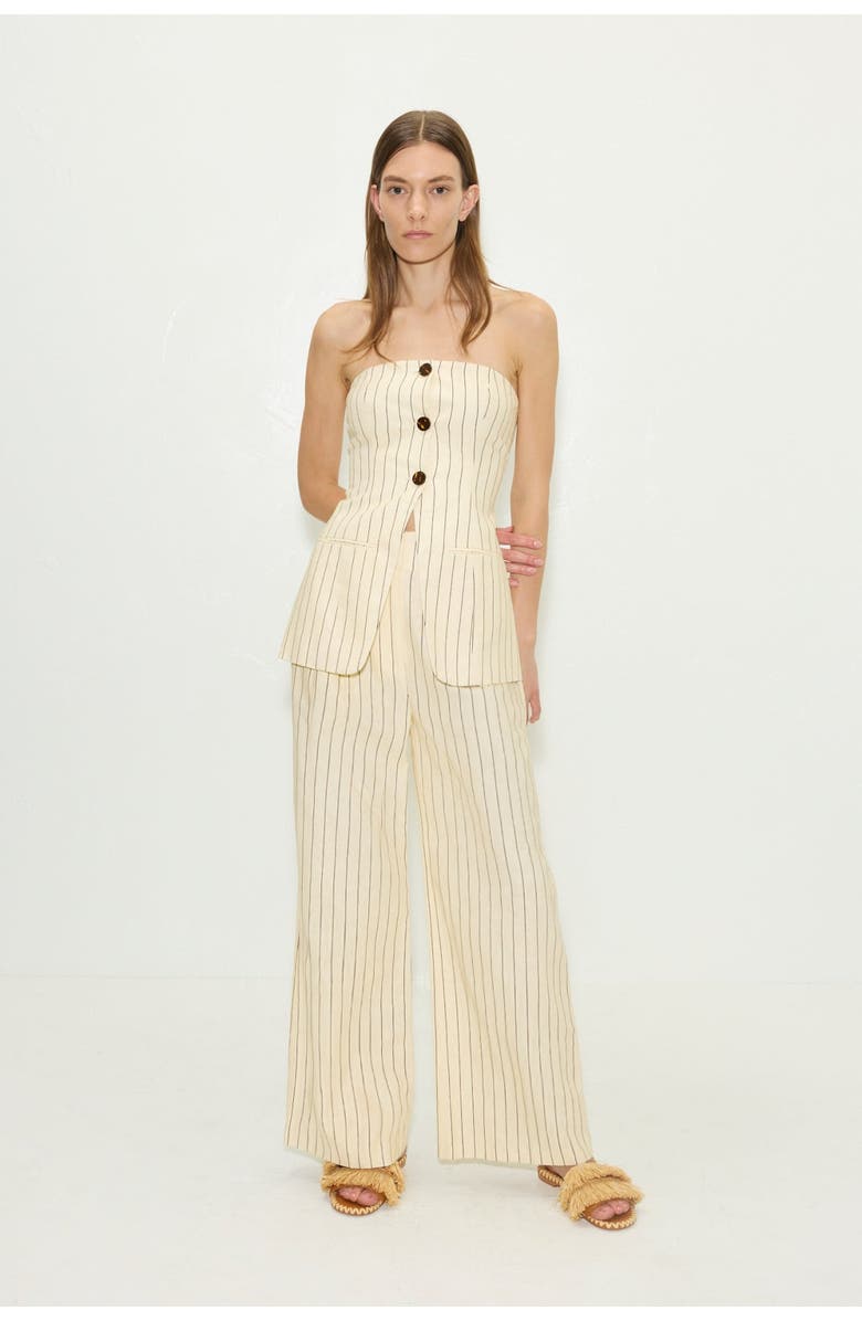 SIMONMILLER Bloo Linen Pinstripe Pant, Alternate, color, Cream Pinstripe