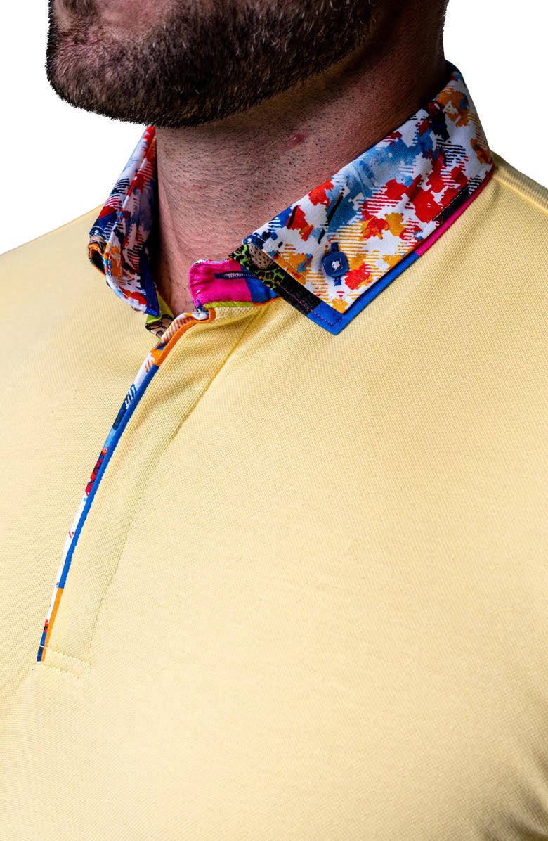 Maceoo Mozartsolidsplash Yellow Piqué Button-Down Polo, Alternate, color, Yellow