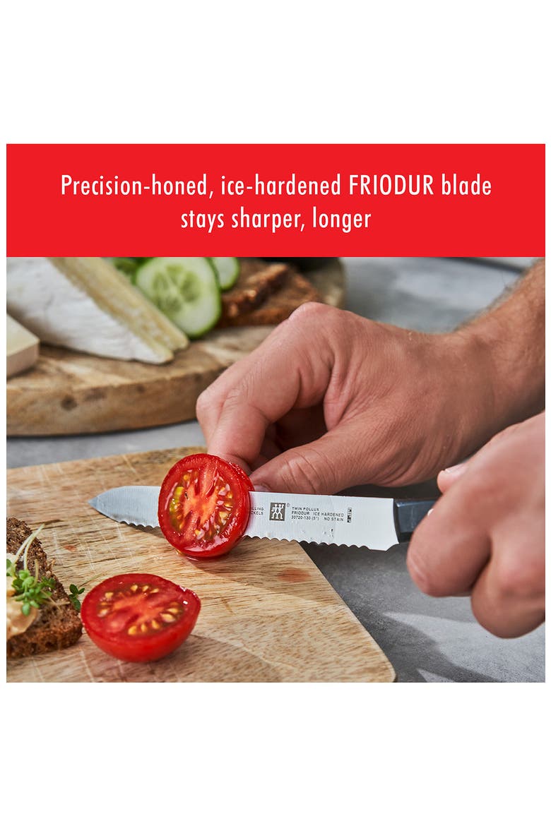 TWIN Signature 5-Inch Serrated Edge Knife, Alternate, color, SILVER
