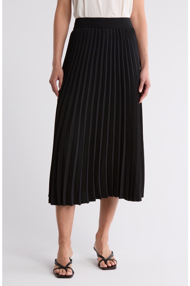 Pleated Midi Skirt, Main, color, BLACK