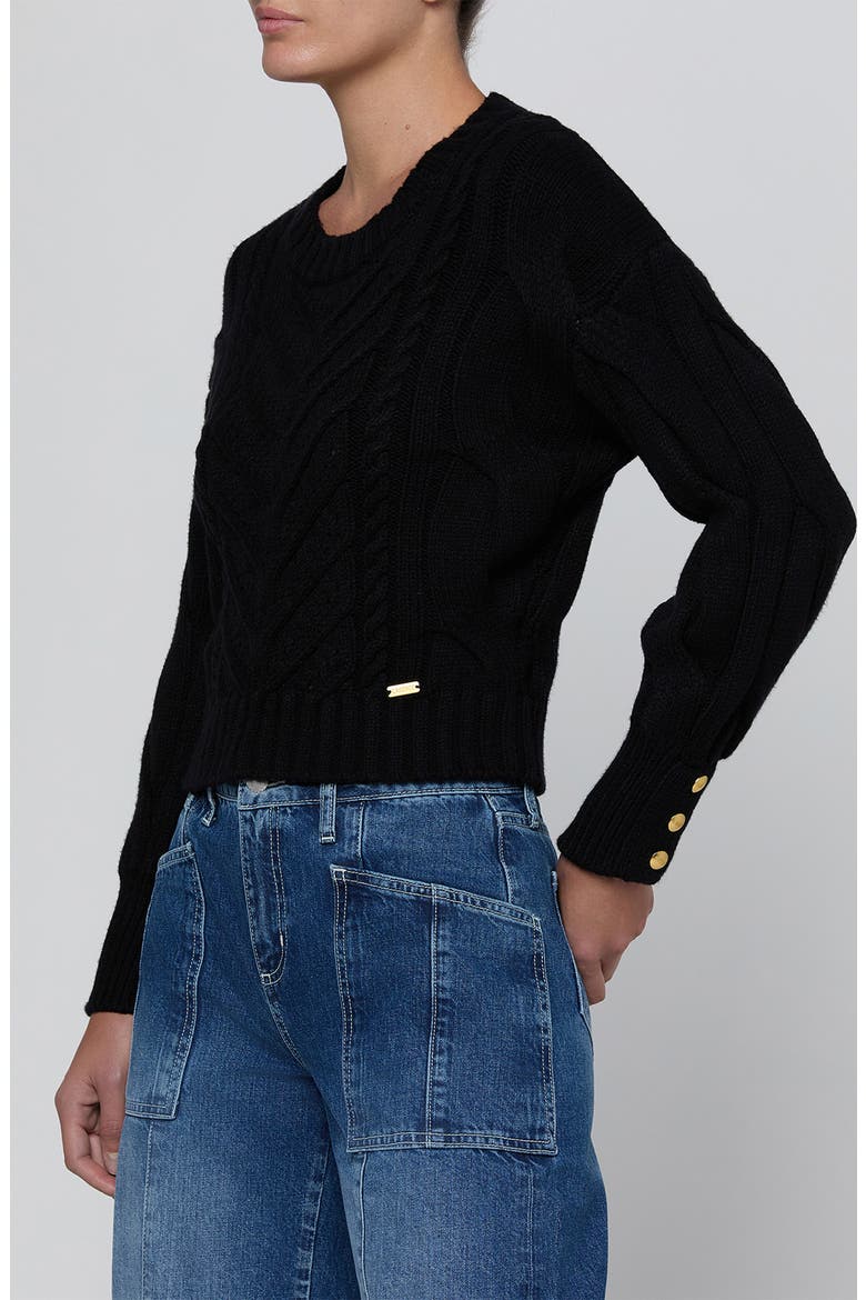 Storm Boxy Cropped Cable Sweater, Alternate, color, BLACK/ GOLD