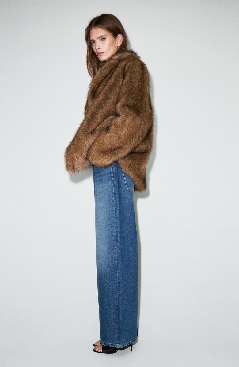 MANGO Asymmetric Button Wide Leg Jeans, Alternate, color, Dark Blue