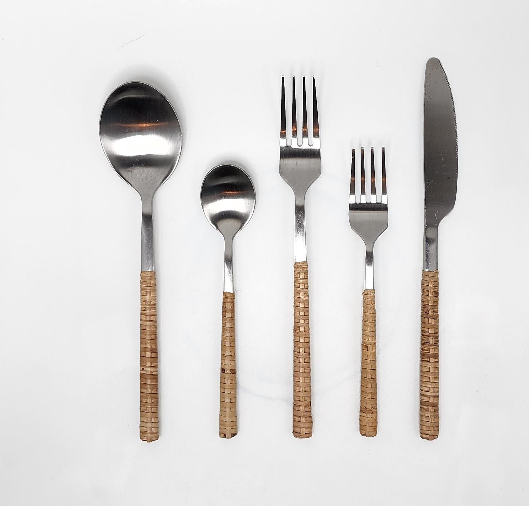 Artifacts Trading Company ™ Artifacts Rattan Stainless Steel Cutlery (set Of 5) In Brown