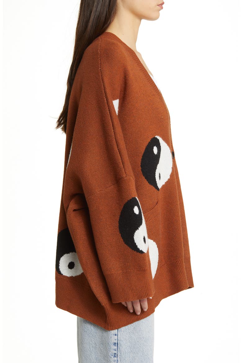 Main Character Oversize Cardigan, Alternate, color, CINNAMON