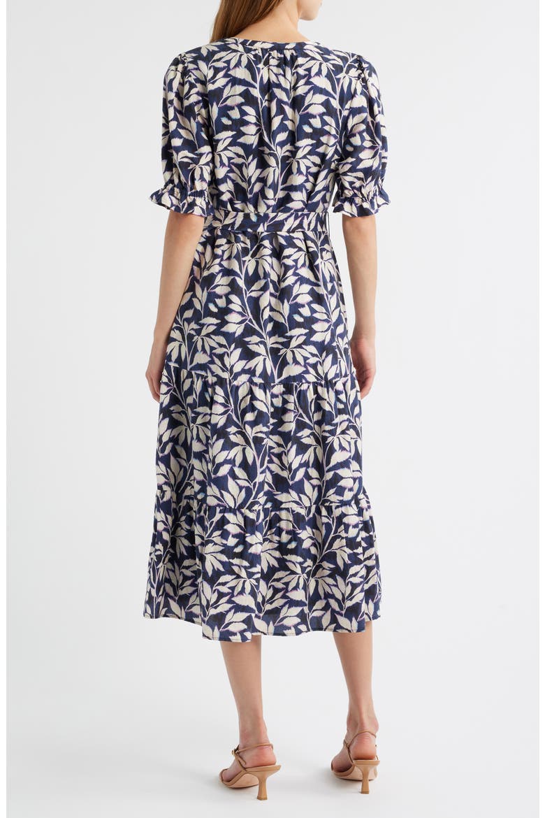 Eliana Print Tiered Midi Dress, Alternate, color, NAVY VINES