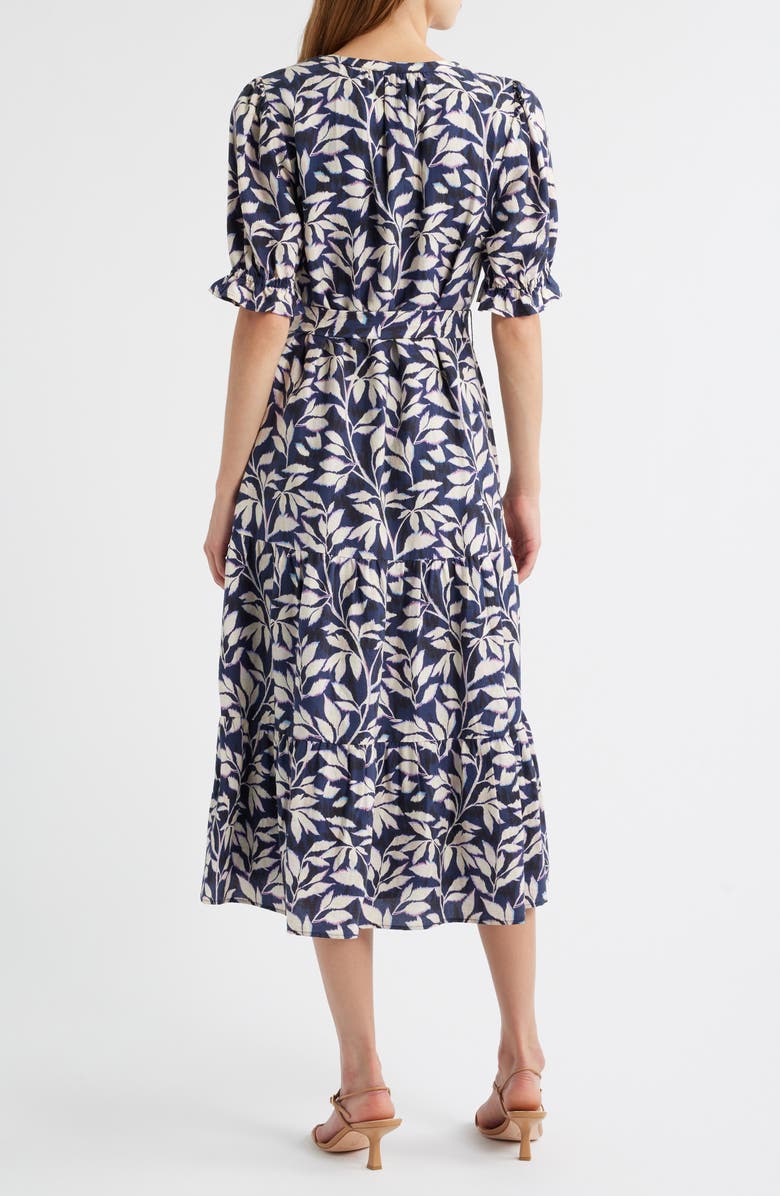Rails Eliana Print Tiered Midi Dress, Alternate, color, Navy Vines