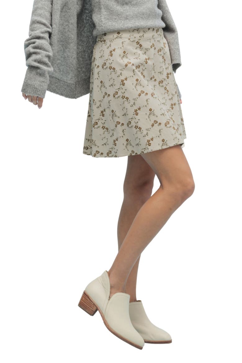 Floral Corduroy Miniskirt, Alternate, color, STONE/ MOCHA