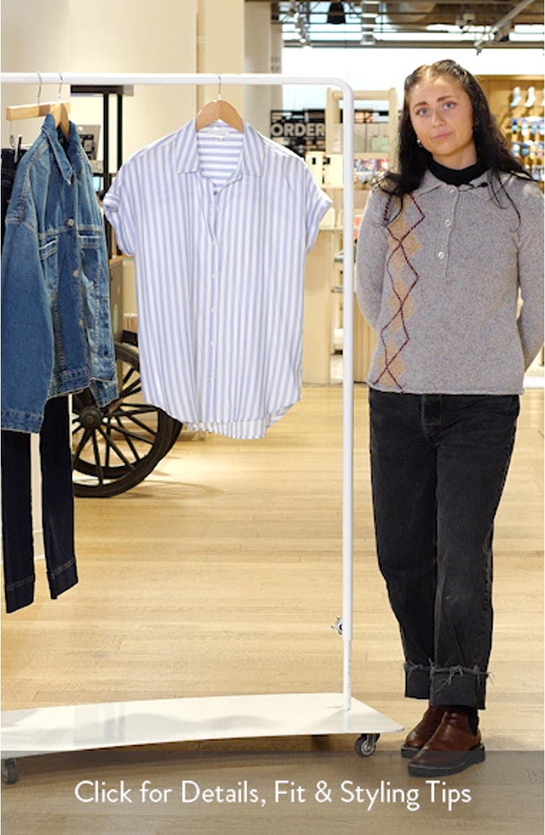 Kenzie Stripe Short Sleeve Button-Up Shirt, sales video thumbnail