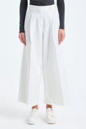 Monlicia Cyra High-Waist Cotton Linen Blend Cropped Wide-Leg Trousers