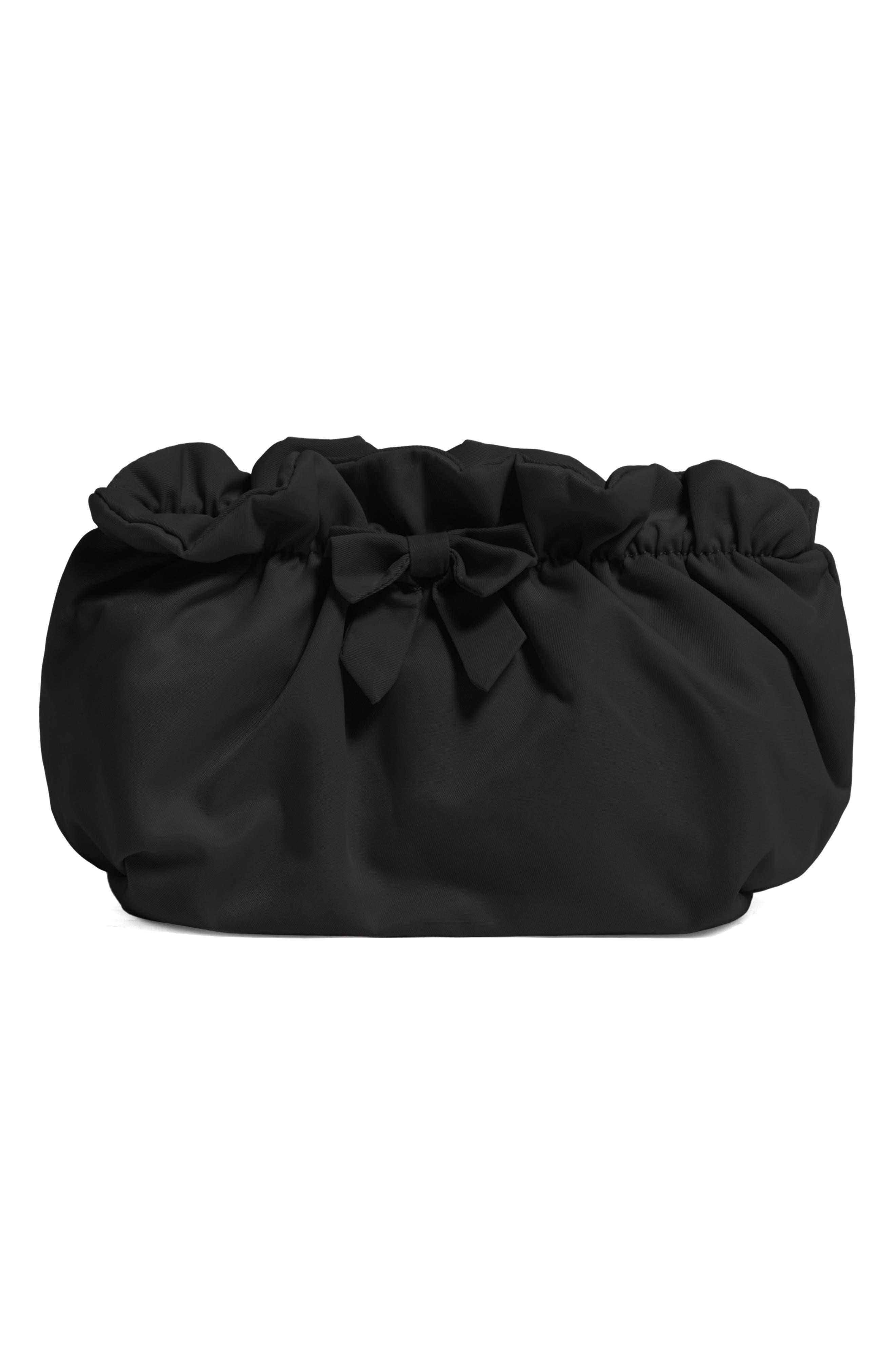 Stoney Clover Lane Bow Nylon Pouch, Alternate, color, Noir