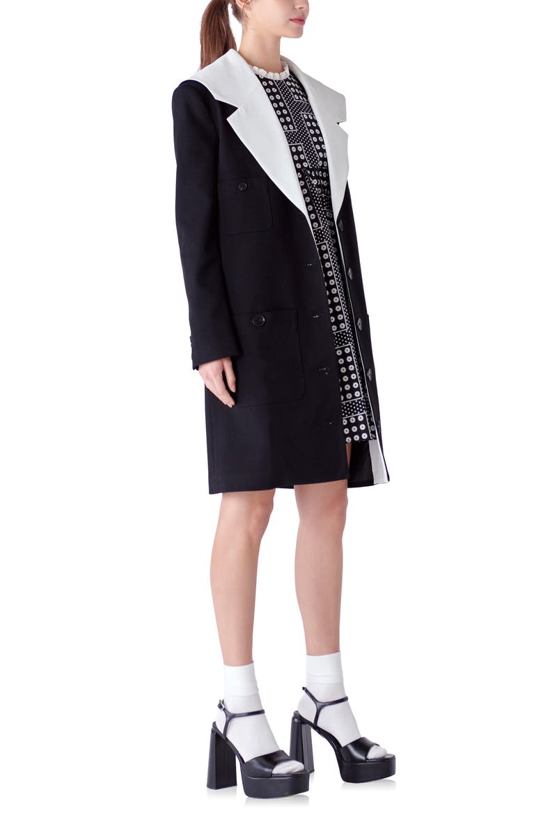 Sailor Collar Coat, Alternate, color, BLACK/WHITE