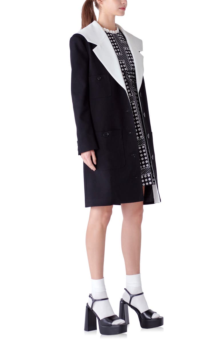 English Factory Sailor Collar Coat, Alternate, color, Black/ White
