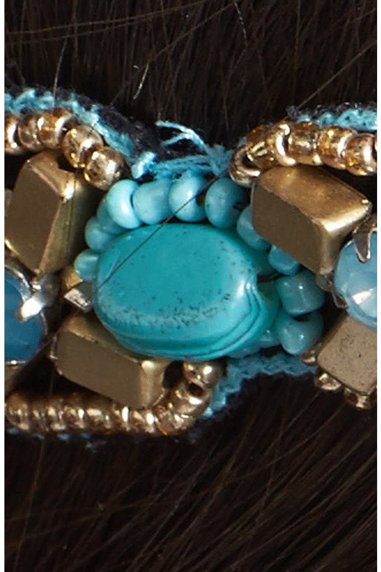 'Safari Luxe' Beaded Head Wrap, Alternate, color, TURQUOISE