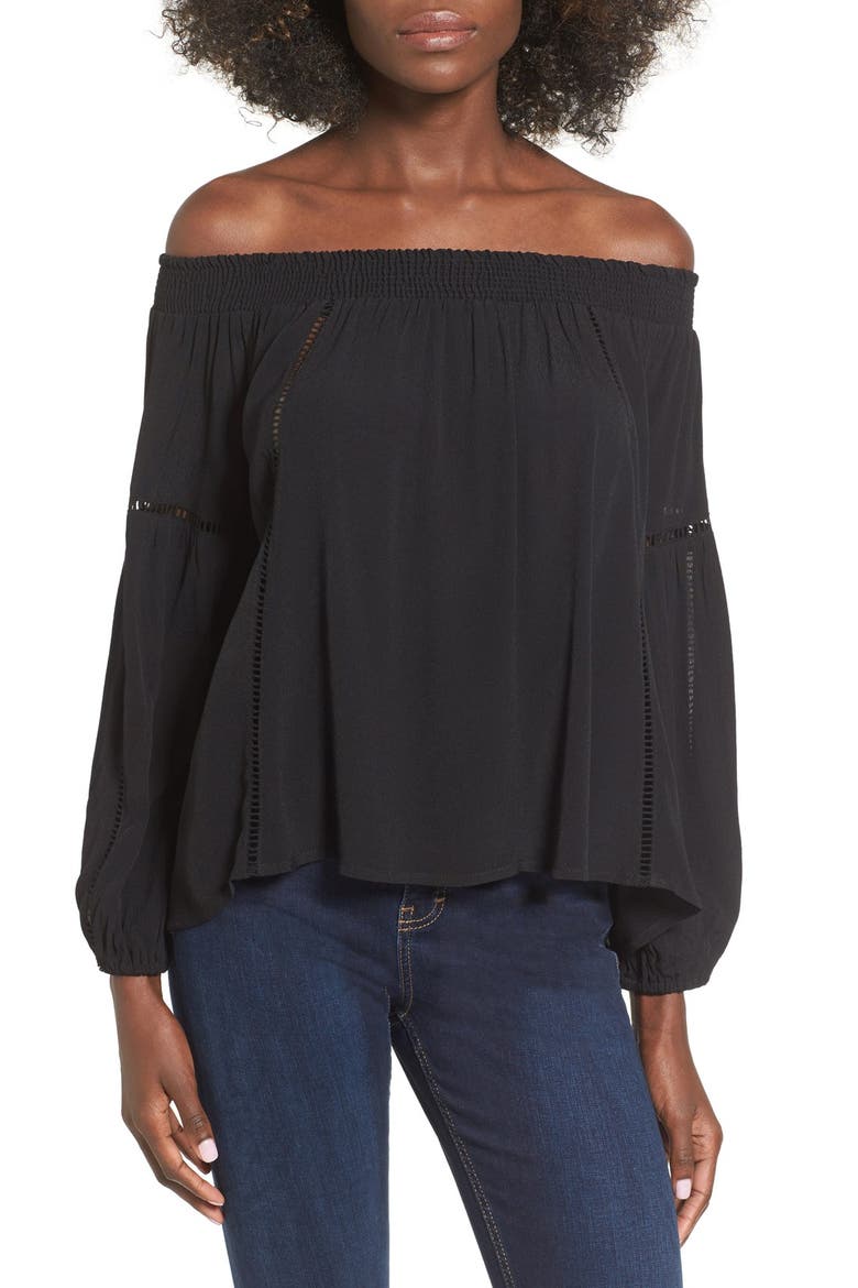 ASTR 'Ana' Off the Shoulder Top, Main, color, BLACK