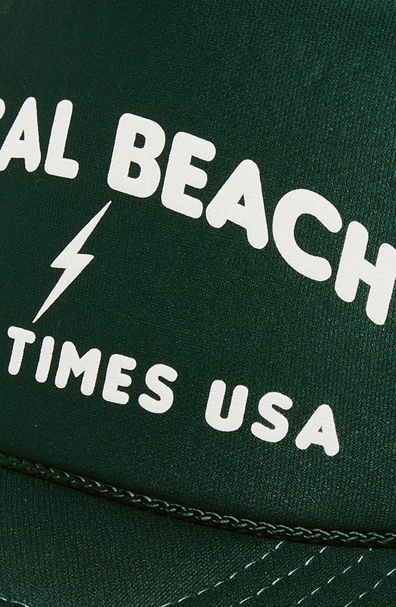 Local Beach Good Times USA Trucker Hat, Alternate, color, Dark Green
