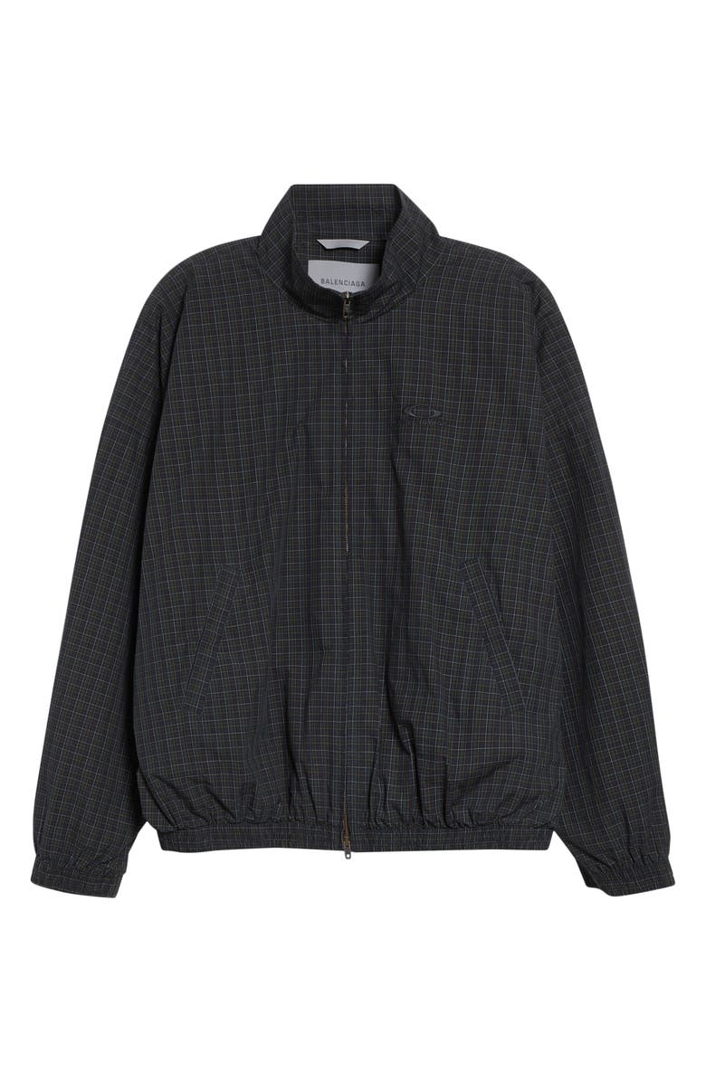 Balenciaga Loop Sports Icon Micro Tartan Technical Cotton Track Jacket, Main, color, 8069 Navy/ Dark Green