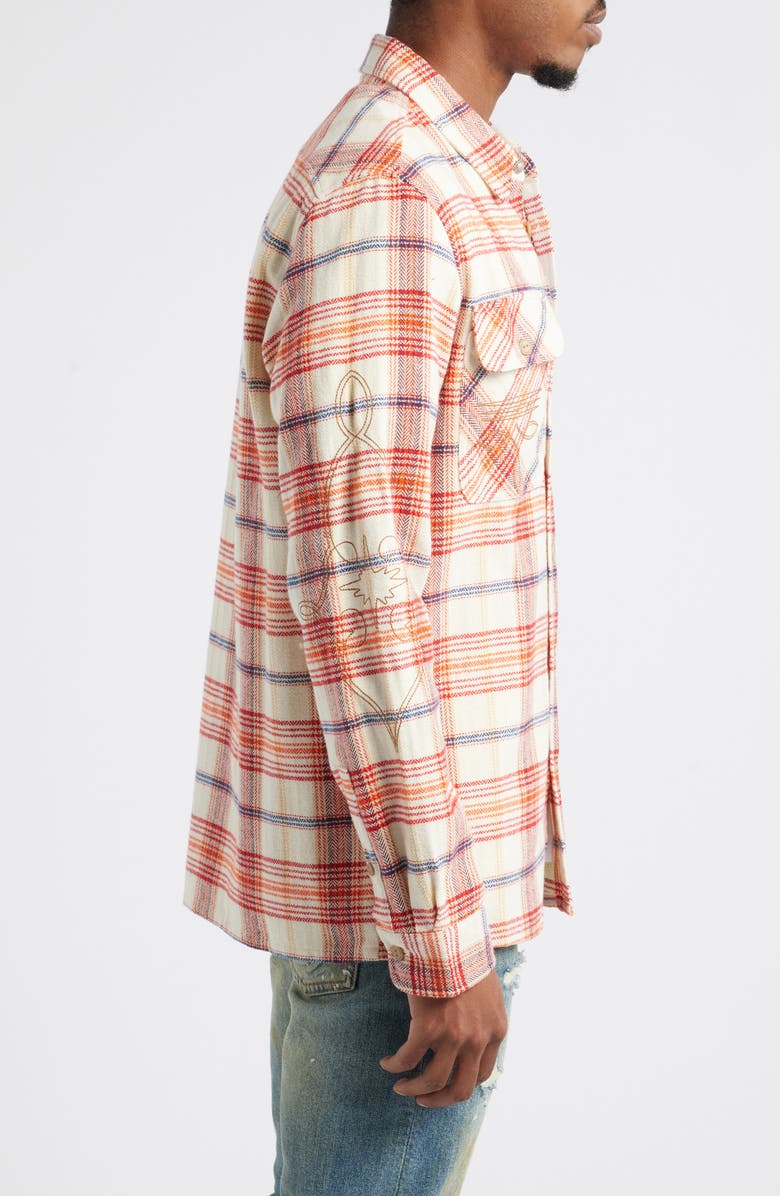 Billionaire Boys Club Tumbleweed Embroidered Plaid Flannel Button-Up Shirt, Alternate, color,