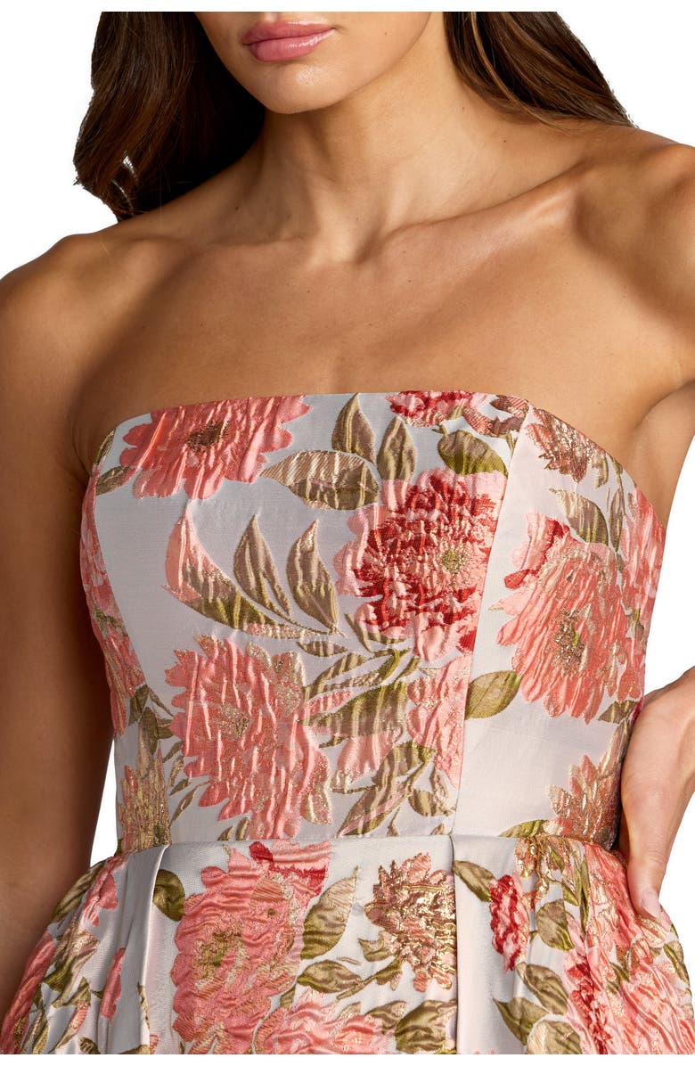 Mac Duggal Strapless Floral Brocade Ball Gown With Pockets, Alternate, color, Pastel Multi