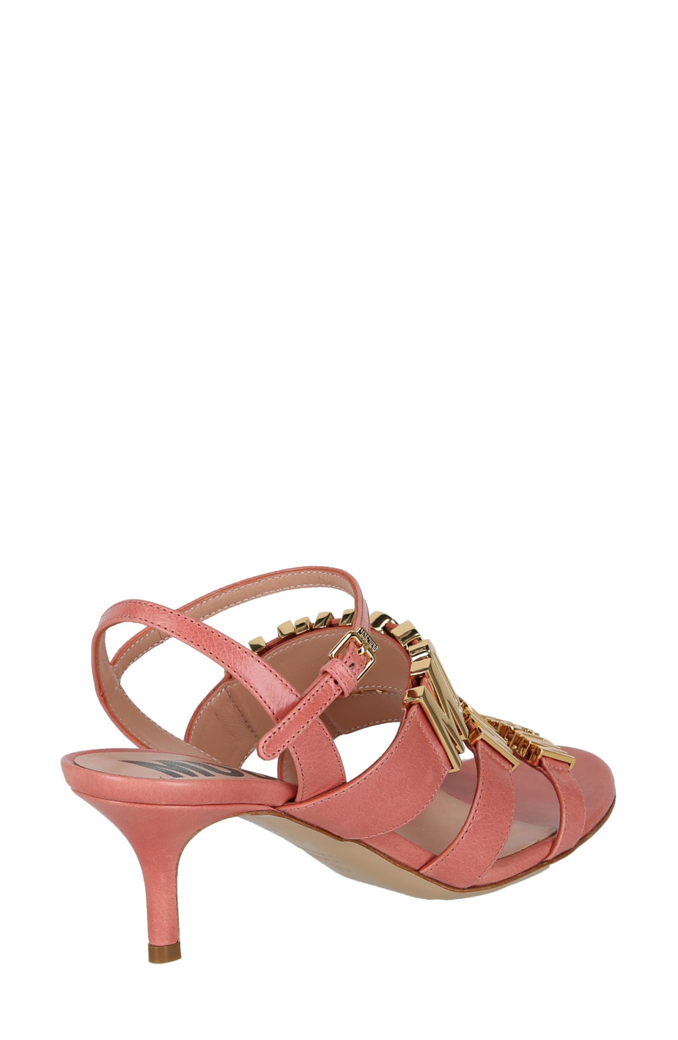 Moschino Shine Logo Ankle Strap Sandal, Alternate, color, 