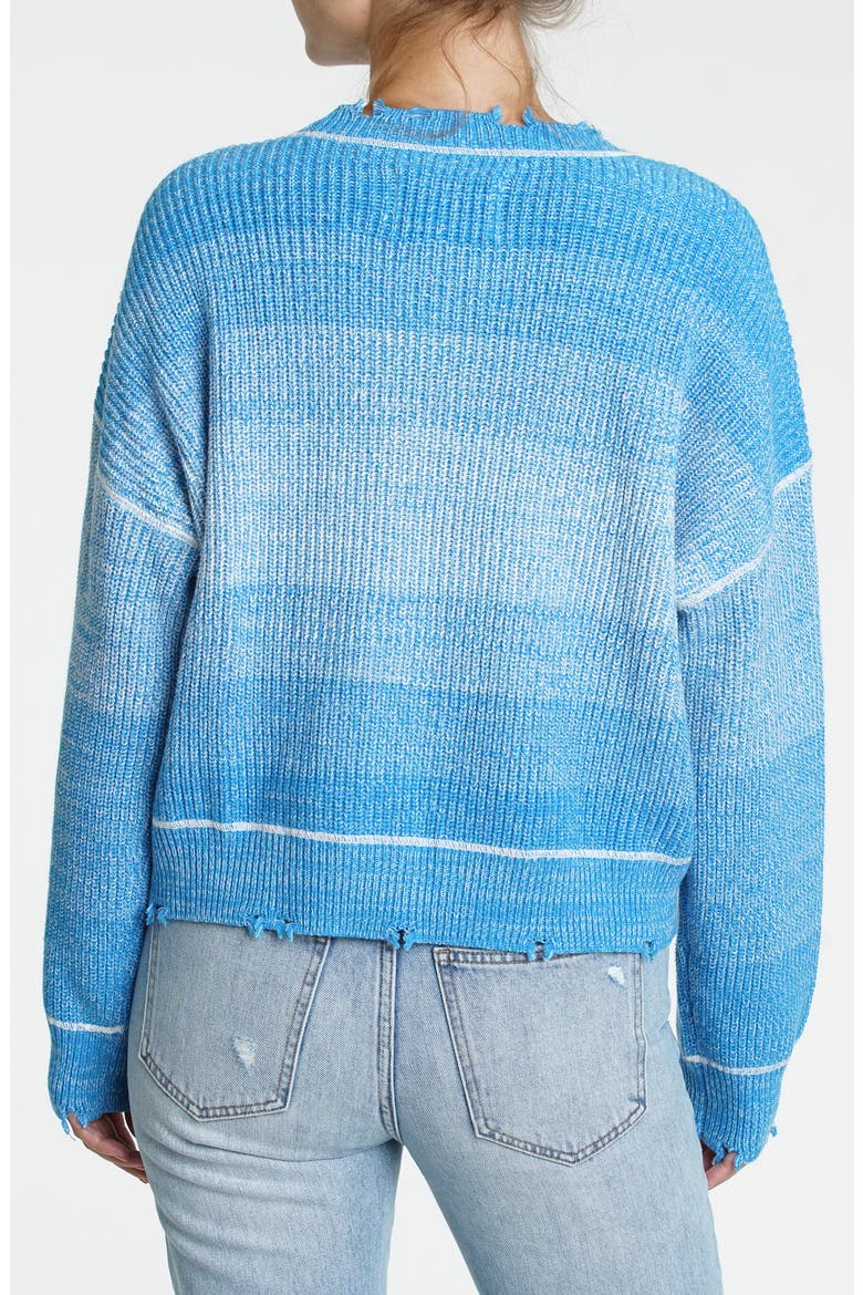 Eva Stripe Distressed Pullover Sweater, Alternate, color, SALTED BLUE
