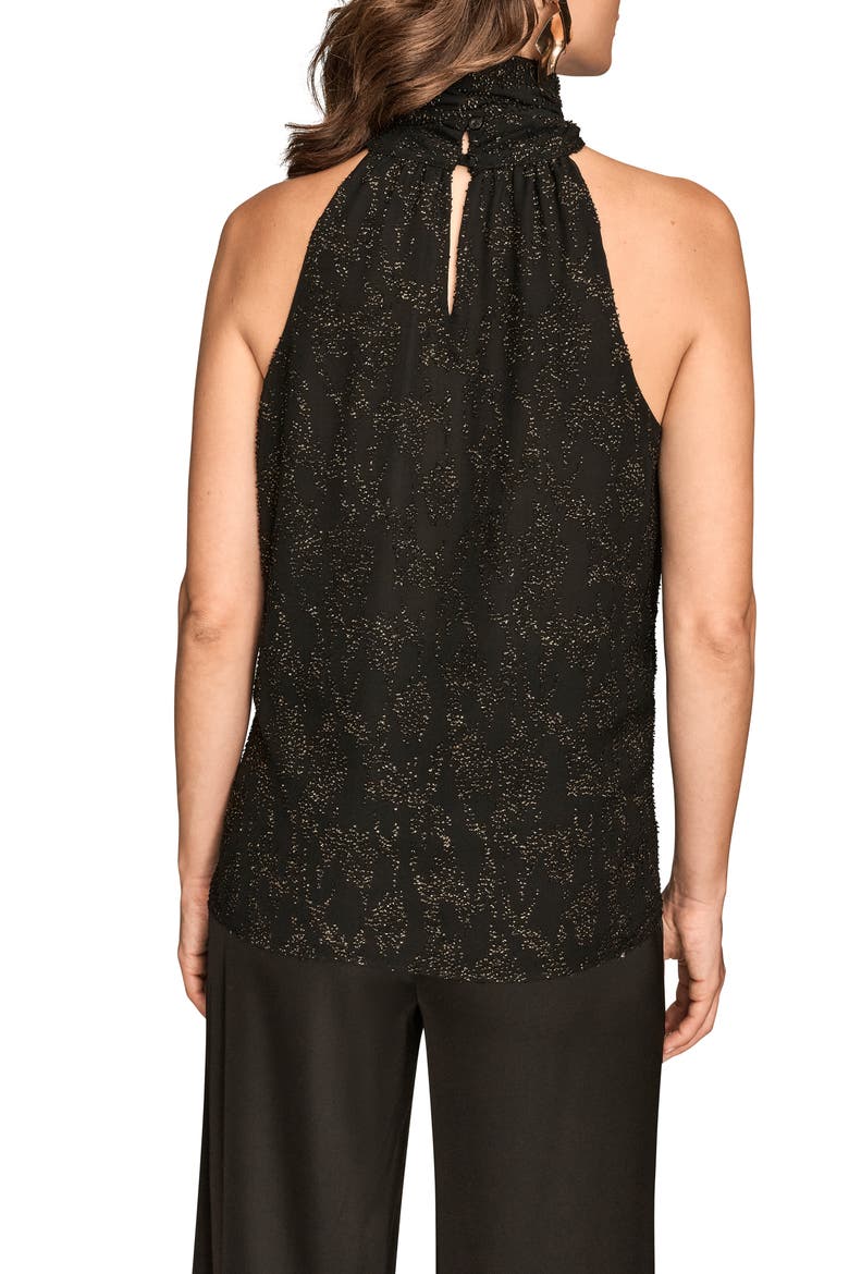 Metallic Halter Top, Alternate, color, BLACK/ GOLD