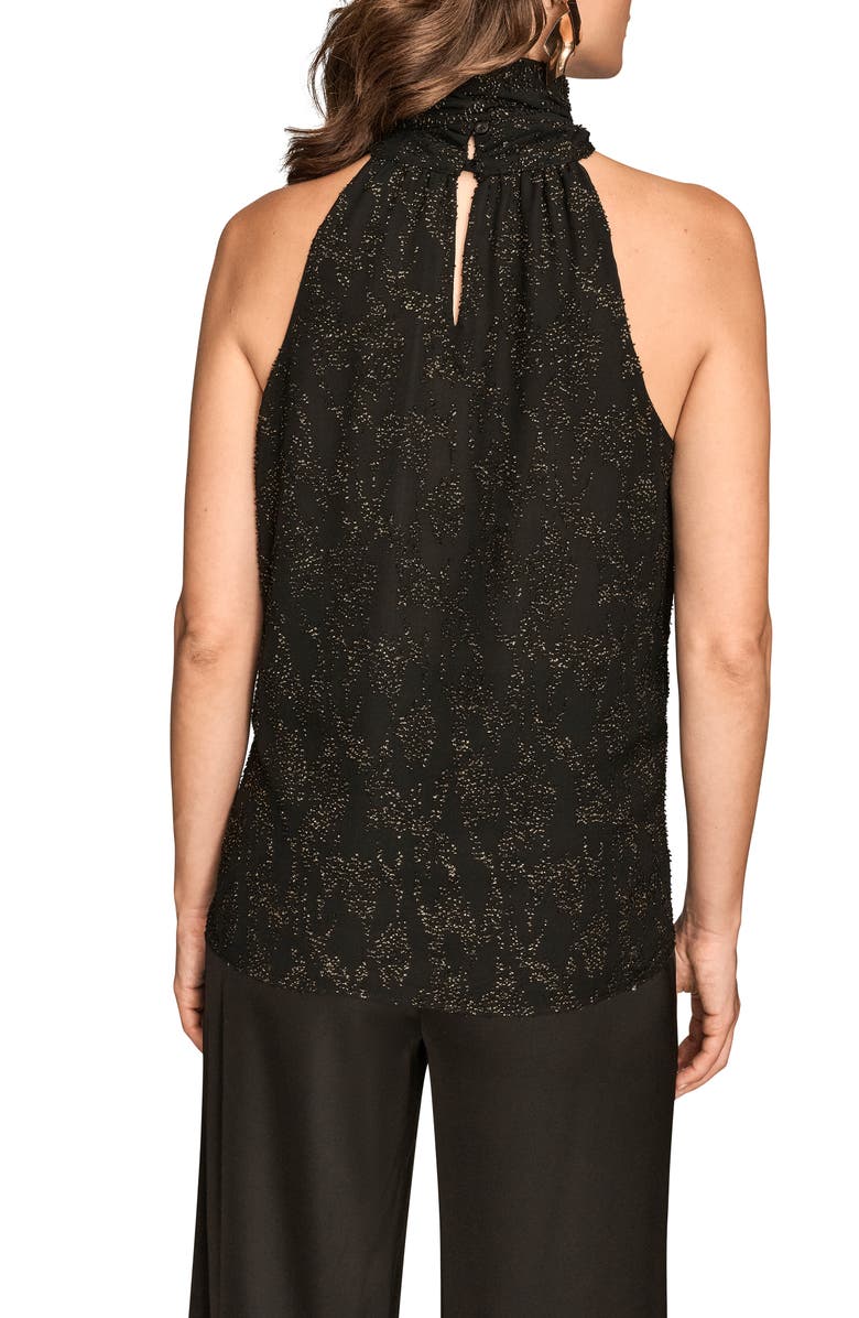 Donna Karan New York Metallic Halter Top, Alternate, color, Black/ Gold