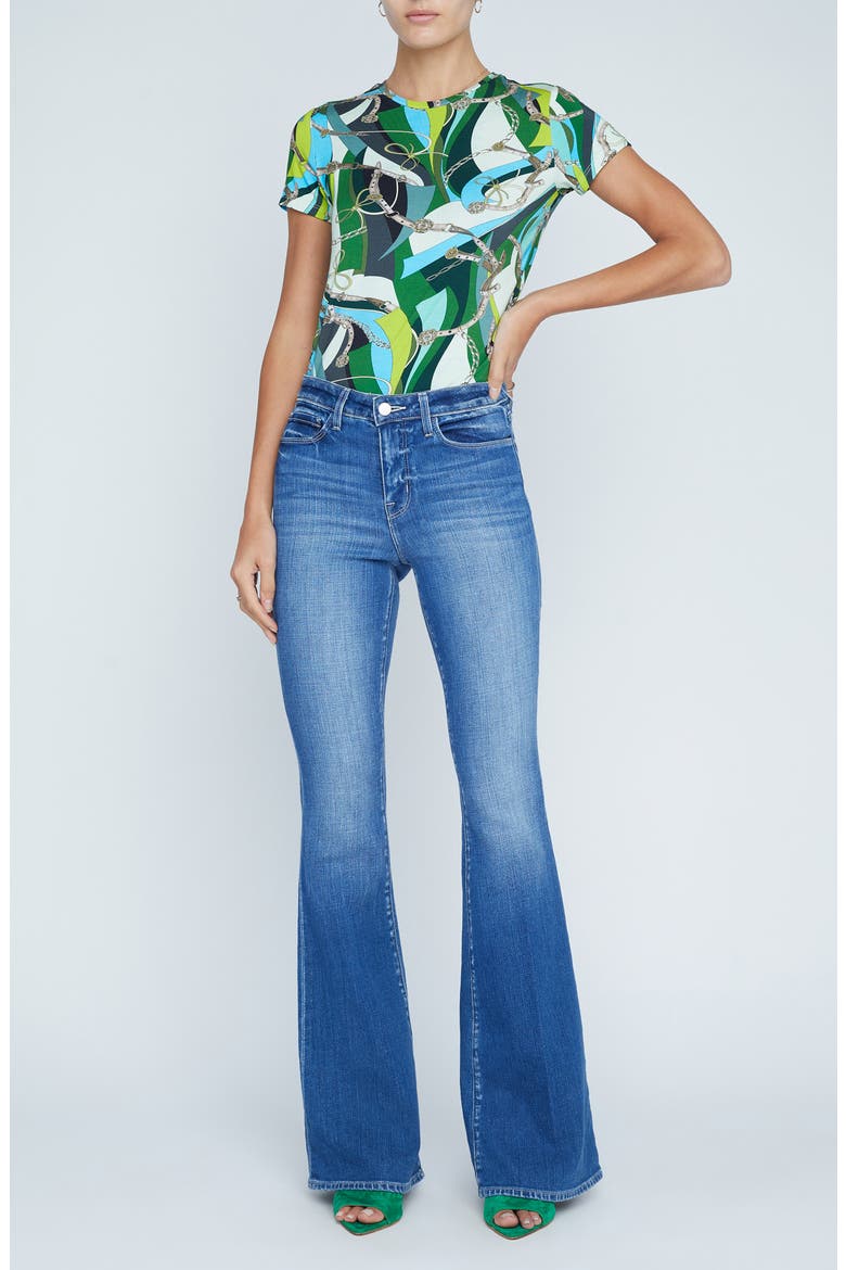 Bell High Waist Flare Jeans, Alternate, color, AUTHENTIQUE