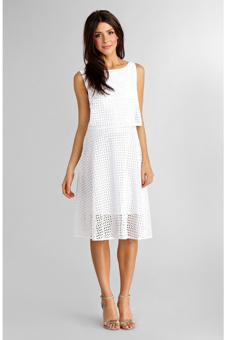 Cotton Eyelet Midi Dress, Main, color, WHITE