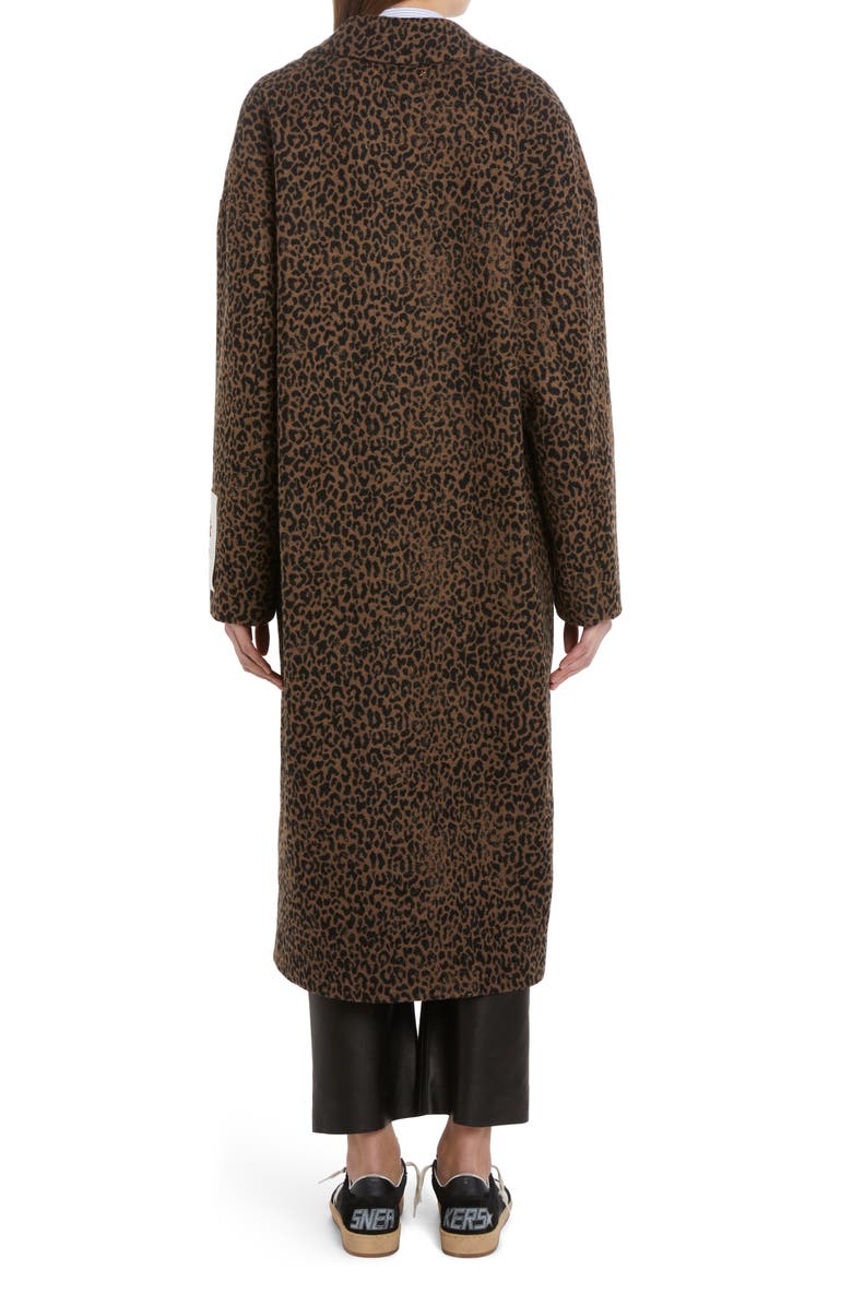 Golden Goose 2B Leopard Oversize Wool Blend Coat, Alternate, color, 