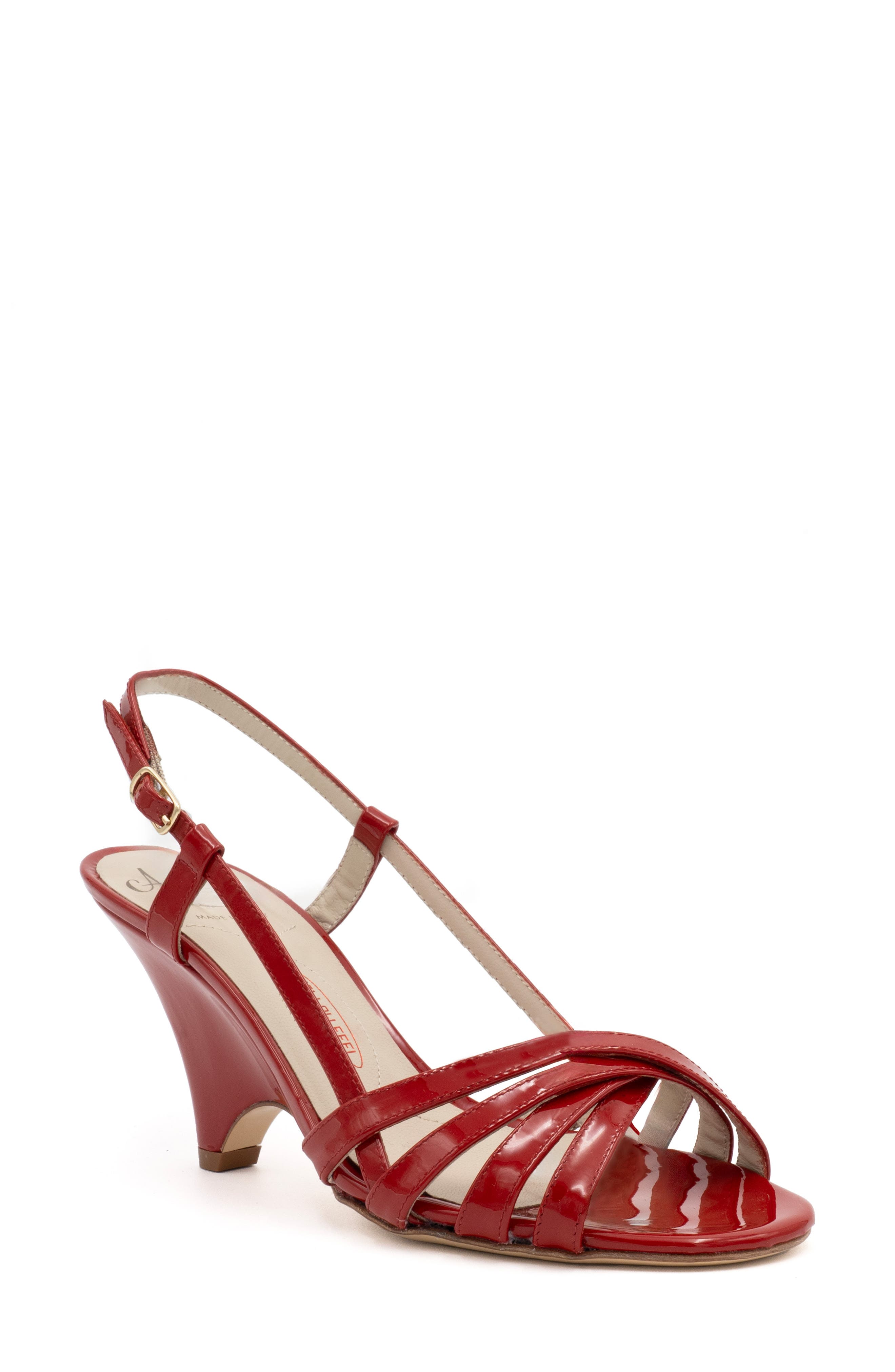 Camogli Slingback Sandal, Main, color, RED PATENT - PLATINUM BUCKLE