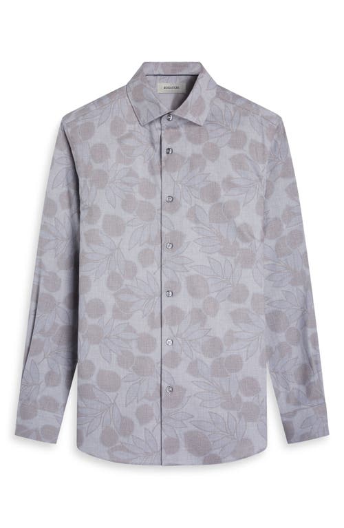 Bugatchi Axel Trim Fit Floral Cotton Button-up Shirt In Gray