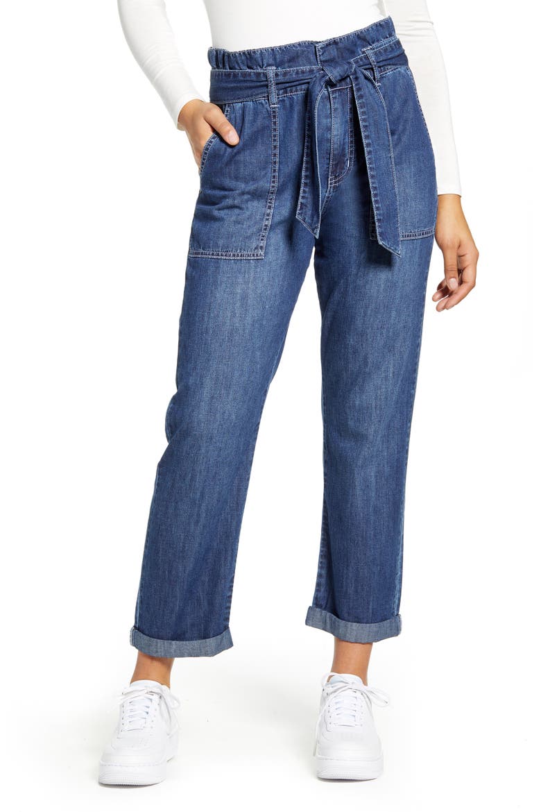 Paperbag Waist Jeans, Main, color, MEDIUM ANTIQUE WASH