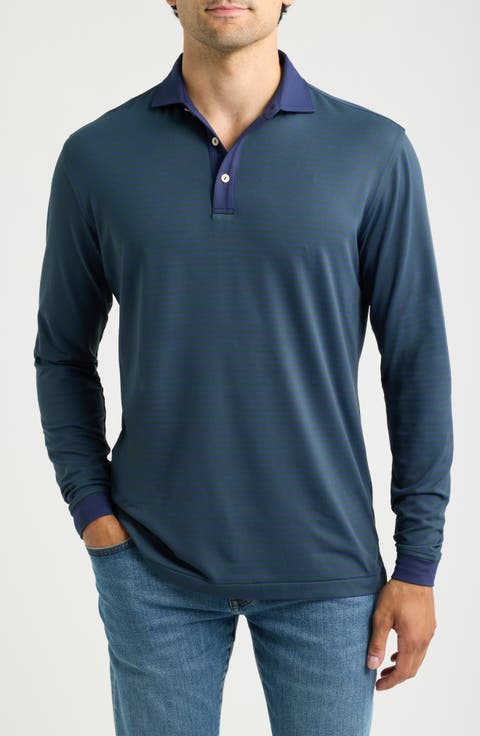 Lyons Stripe Long Sleeve Performance Jersey Polo